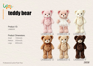 LKWB009 Curly Standing Bow Teddy Bear Collection