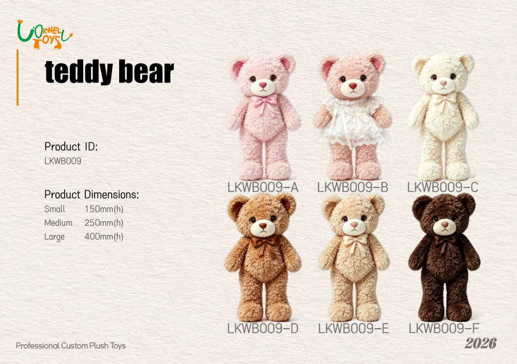 LKWB009 Curly Standing Bow Teddy Bear Collection